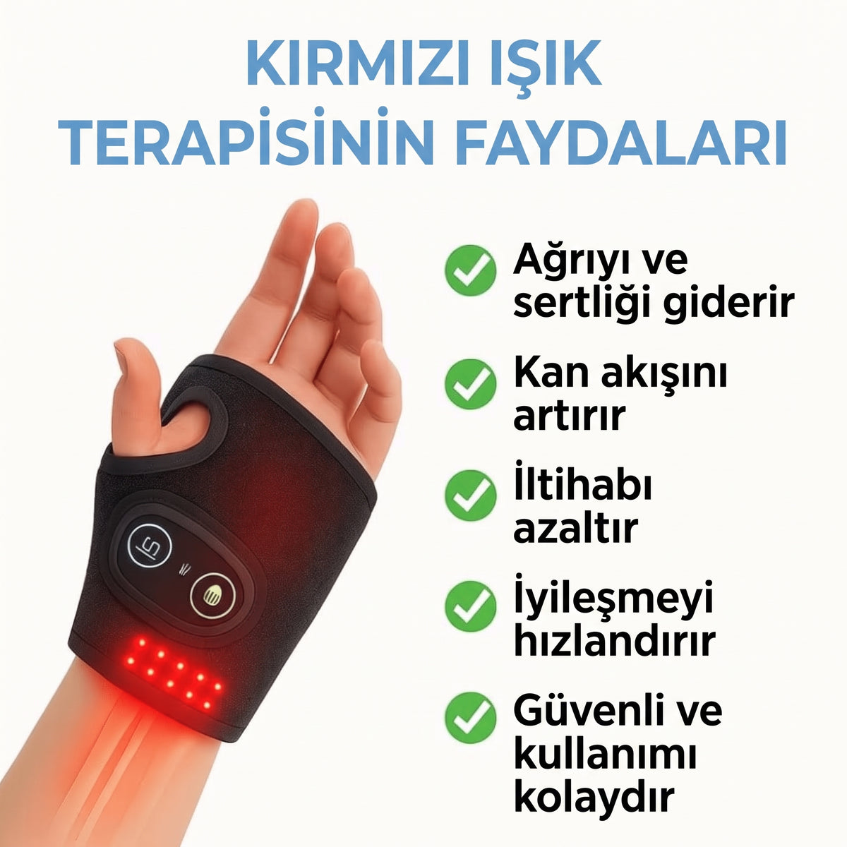 Karpallo Kırmızı Işık Terapisi Bilekliği - El ve Bilek için Ağrılardan Kurtulun