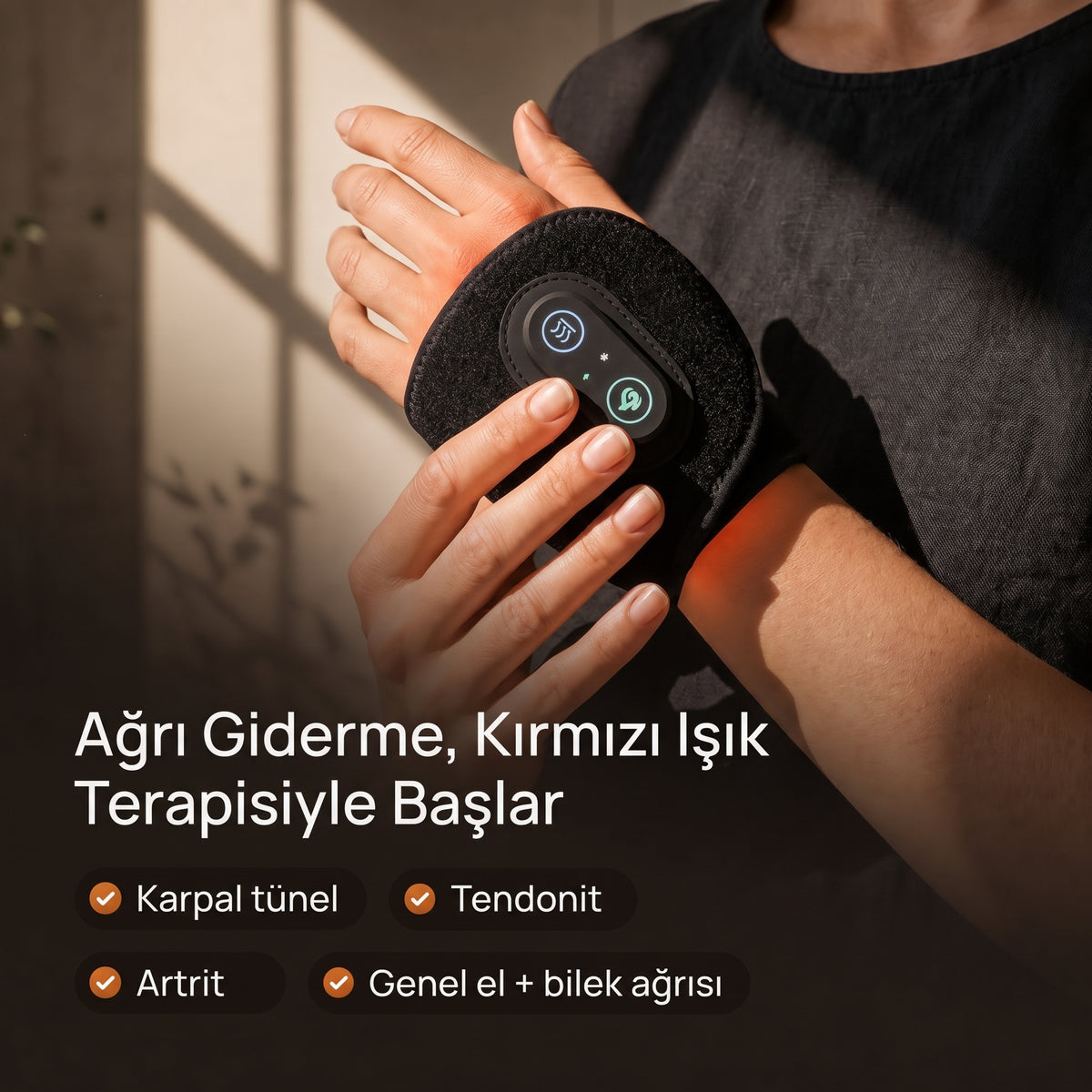Karpallo Kırmızı Işık Terapisi Bilekliği - El ve Bilek için Ağrılardan Kurtulun